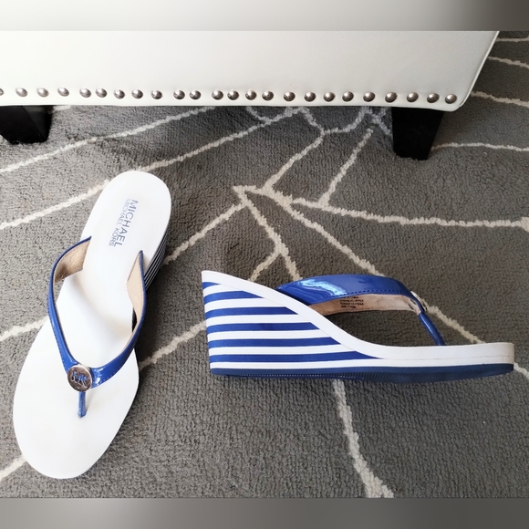Michael Kors "Ruby Wedge" Striped Sandals - Picture 7 of 15